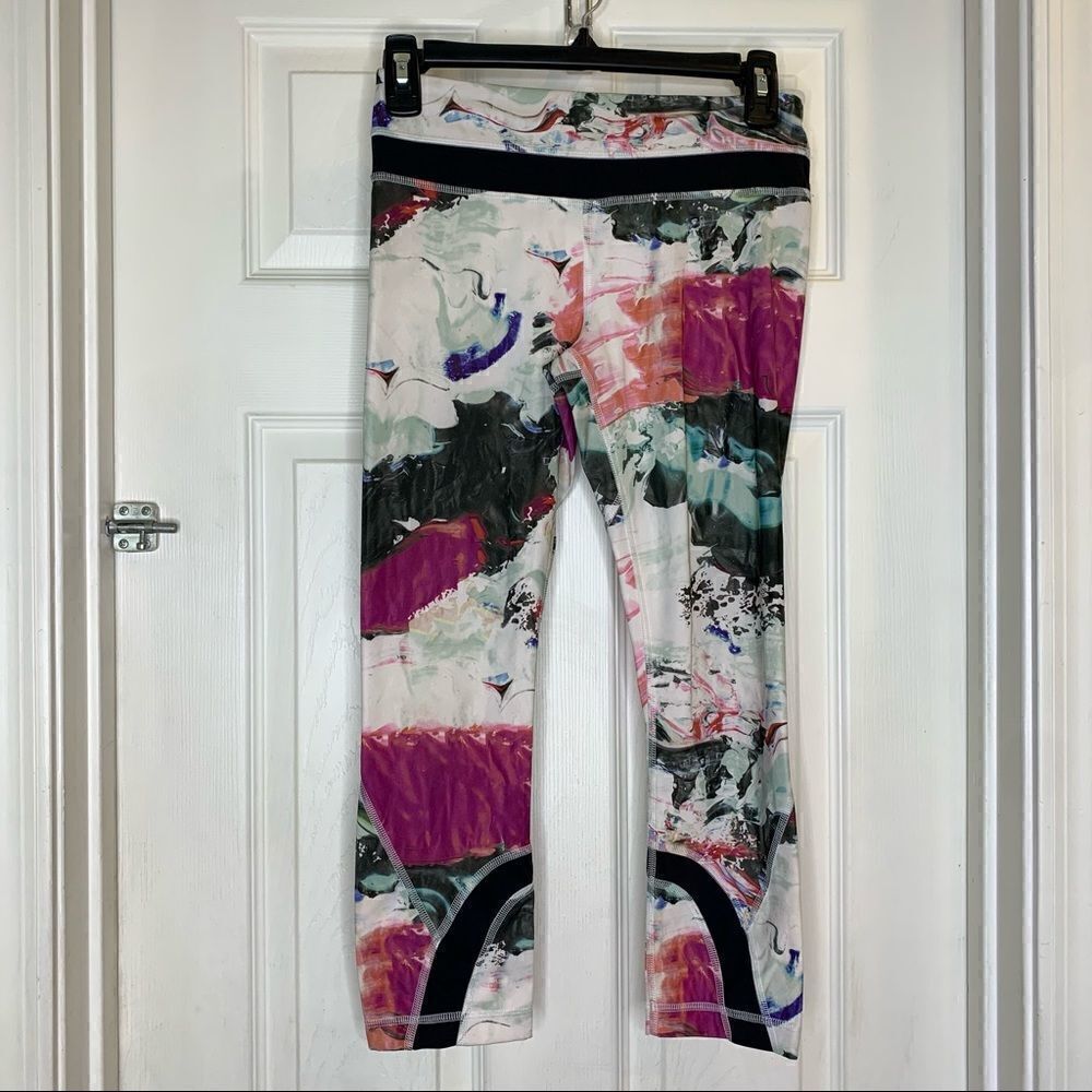 Lululemon Women Run Inspire Crop II Pant Pigment Wave Multi Black Luxtreme 4
